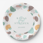 オーガニック形のシモダンームレスパターン ペーパープレート (正面)