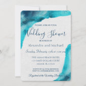 オーガニック海ブルーウォーターウェディングシャワー 招待状 (正面)