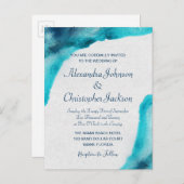 オーガニック海ブルーウォーター結婚式招待状 インビテーションポストカード (正面/裏面)