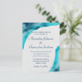 オーガニック海ブルーウォーター結婚式招待状 インビテーションポストカード (スタンド正面)