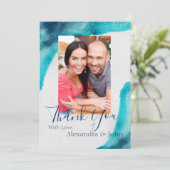 オーガニック海ブルーウォーター色ありがとう サンキューカード (スタンド正面)