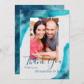 オーガニック海ブルーウォーター色ありがとう サンキューカード (正面/裏面)