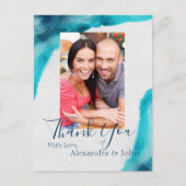 オーガニック海ブルーウォーター色ありがとう ポストカード (正面)