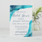 オーガニック海ブルーウォーター色ブライダルシャワー招待状 招待状 (スタンド正面)