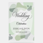 オーガニック緑の幾何学的結婚抽象芸術 アクリルサイン (正面)