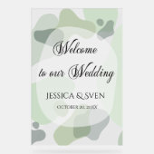 オーガニック緑の幾何学的結婚抽象芸術 アクリルサイン (正面)