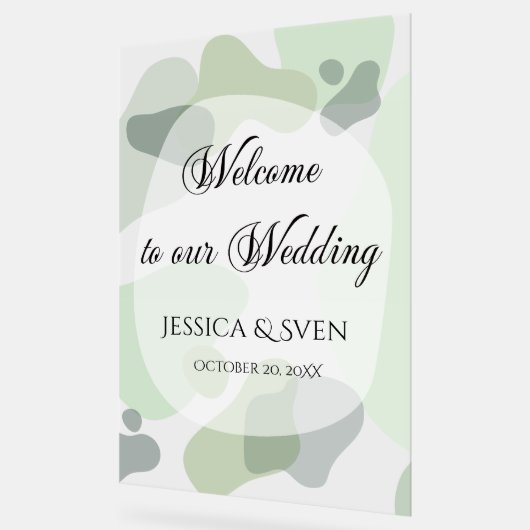 オーガニック緑の幾何学的結婚抽象芸術 アクリルサイン (傾斜)