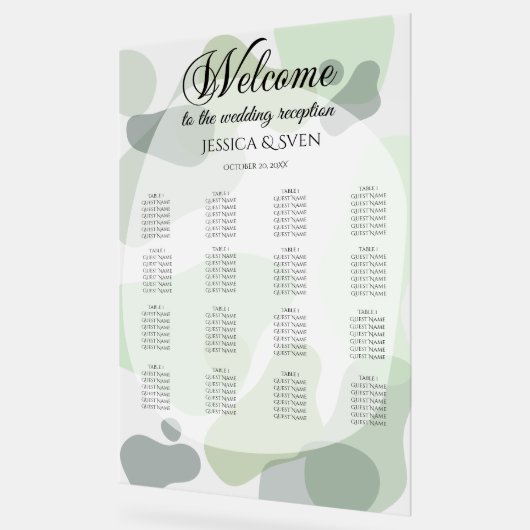 オーガニック緑の幾何学的結婚抽象芸術 アクリルサイン (傾斜)