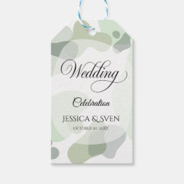 オーガニック緑の幾何学的結婚抽象芸術 ギフトタグ