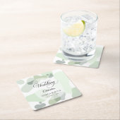 オーガニック緑の幾何学的結婚抽象芸術 スクエアペーパーコースター (インサイチュ)