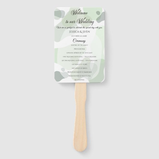 オーガニック緑の幾何学的結婚抽象芸術 ハンドファン (正面)