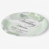 オーガニック緑の幾何学的結婚抽象芸術 ペーパープレート (アングル)