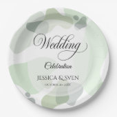 オーガニック緑の幾何学的結婚抽象芸術 ペーパープレート (正面)