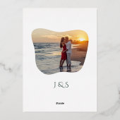 オーガニック緑の幾何学的結婚抽象芸術 箔招待状 (裏面)