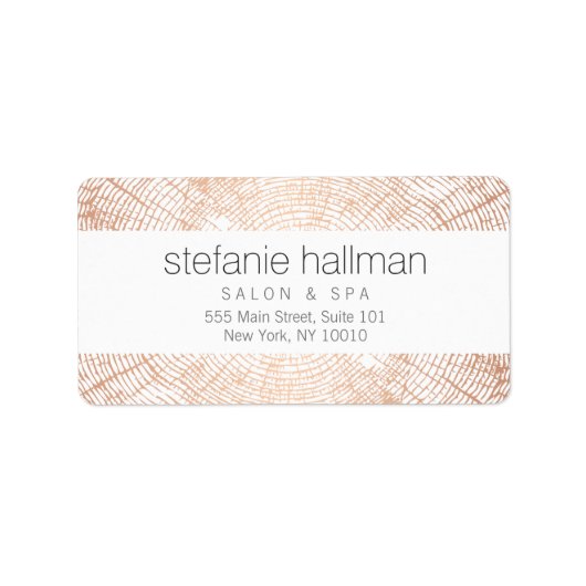 オーガニック美しいバラ金ゴールドツリーリングや輪パターン ラベル (正面)