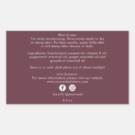 オーガニック美しい製品成分ブルゴーニュ 長方形シール