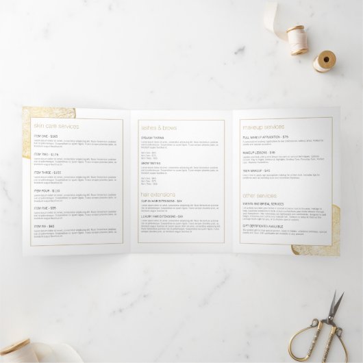 オーガニック美しい金ゴールドツリーリングや輪サロンパンフレット 三つ折りカード (内部)