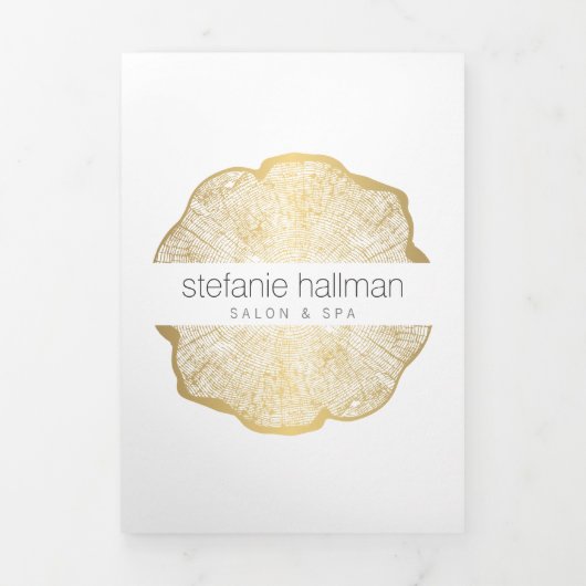 オーガニック美しい金ゴールドツリーリングや輪サロンパンフレット 三つ折りカード (カバー)