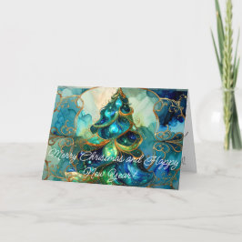 オーガニック ジュエルトーン モダン クリスマスツリー シーズンカード