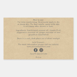 オーガニック ビジネス ビューティー プロダクト  ingredients クラフト 長方形シール