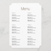 「オーガニック ミニマリスト ナチュラル ウェディング デザイン 編集可能」 メニュー (裏面)