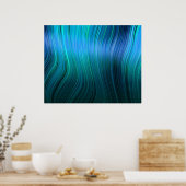 オーガニックArt溶融プラスチック柔らかいストランドブルーヒューズ ポスター (キッチン)