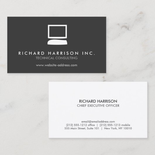 オーガニックCOMPUTER LOGO White/Gray Business Card 名刺 (正面/裏面)