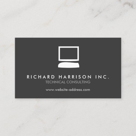 オーガニックCOMPUTER LOGO White/Gray Business Card 名刺 (正面)