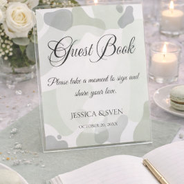 オーガニックGreenery Geometric結婚's Guest Book 台座サイン