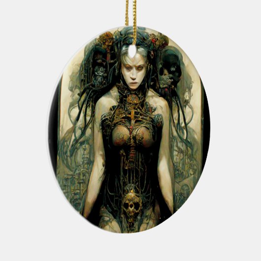 オーガニックTech女性ファンタジーSci-Fi セラミックオーナメント (右)
