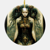 オーガニックTech女性ファンタジーSci-Fi セラミックオーナメント (裏面)