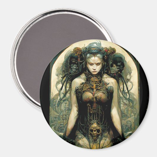 オーガニックTech女性ファンタジーSci-Fi マグネット (正面/裏面)