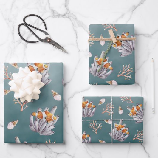 オーガンパイプサンゴの海の下の深い ラッピングペーパーシート (正面)