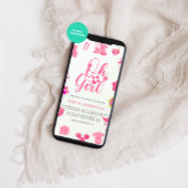 オーガールキュートピンクフレームベビーシャワー 招待状