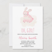 オーガールスウィートバニー水の色ベビーシャワー 招待状 (正面)