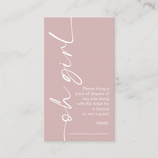 オーガールダスティバラおむつラッフルベビーシャワー エンクロージャーカード (正面)