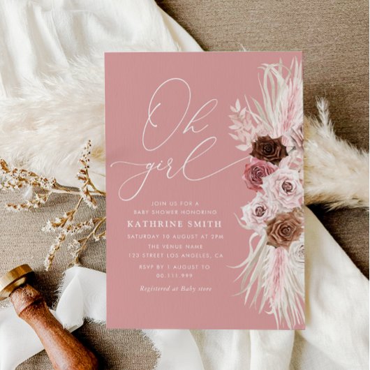 オーガールダスティバラパンパフローラベビーシャワー 招待状