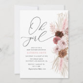 オーガールダスティピンクパンパスベビーシャワー 招待状 (正面)
