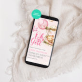 オーガールピンクのテディベア赤ちゃんシャワー 招待状