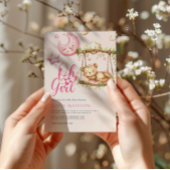 オーガールピンクのテディベア赤ちゃんシャワー 招待状