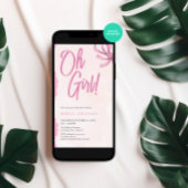 オーガールピンクの水色ベビーシャワー 招待状