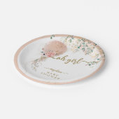 オーガールピンクバルーンフローラユーカリ赤ちゃんシャワー ペーパープレート (アングル)