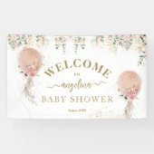 オーガールピンクバルーンフローラユーカリ赤ちゃんシャワー 横断幕 (横)