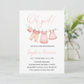 オーガールピンク赤ちゃんシャワー 招待状 (スタンド正面)