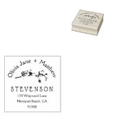 オーキエレガントッドカップルフローラアート差出人住所 ラバースタンプ (押印)