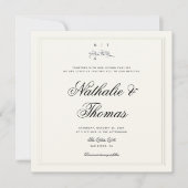 オーキエレガントッドクレストフェイクエンボス結婚ベージュ色 招待状 (正面)