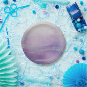 オーキエレガントッドパープルの淡水色結婚色 ペーパープレート (パーティー)