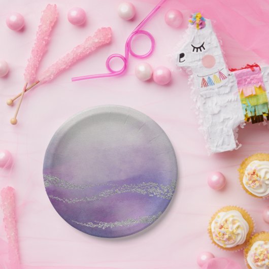オーキエレガントッドパープルの淡水色結婚色 ペーパープレート (パーティー)