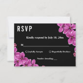オーキエレガントッドフラワーブラックサマーフローラズ結婚 出欠カード (正面)