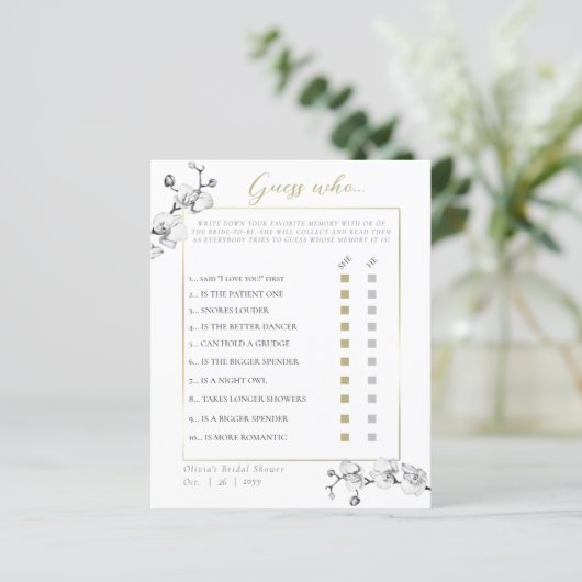 オーキエレガントッドフレームブライダルシャワー推測Who Game (スタンド正面)